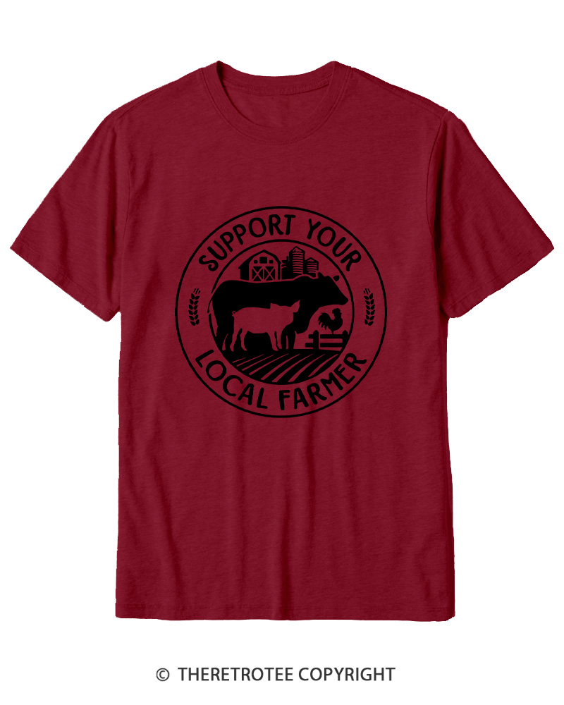 TheRetroTee Support Your Local Farmers 1970s Cotton T-Shirt