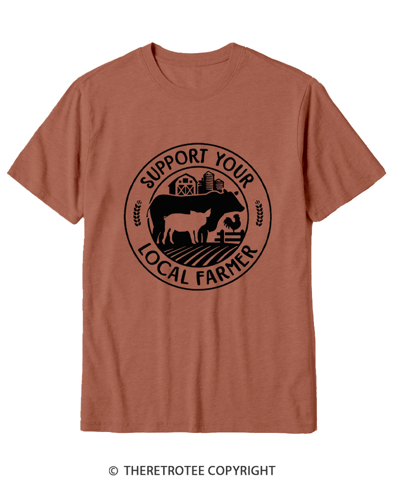 TheRetroTee Support Your Local Farmers 1970s Cotton T-Shirt