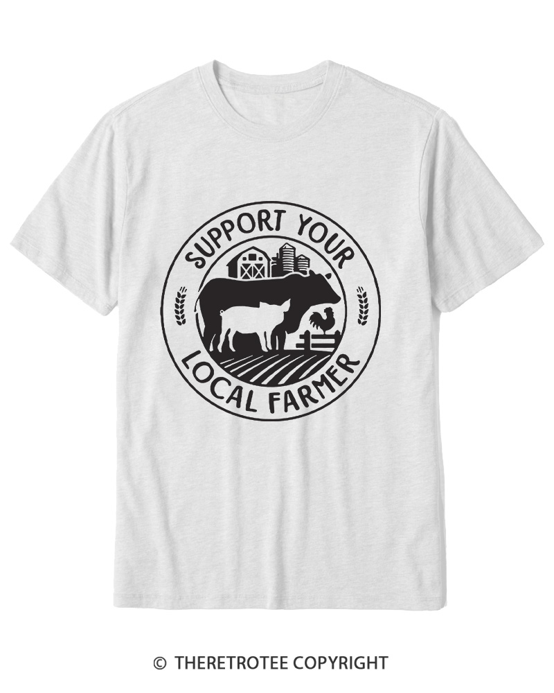 TheRetroTee Support Your Local Farmers 1970s Cotton T-Shirt