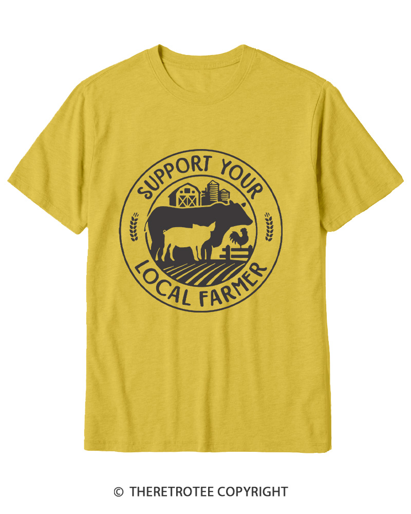 TheRetroTee Support Your Local Farmers 1970s Cotton T-Shirt