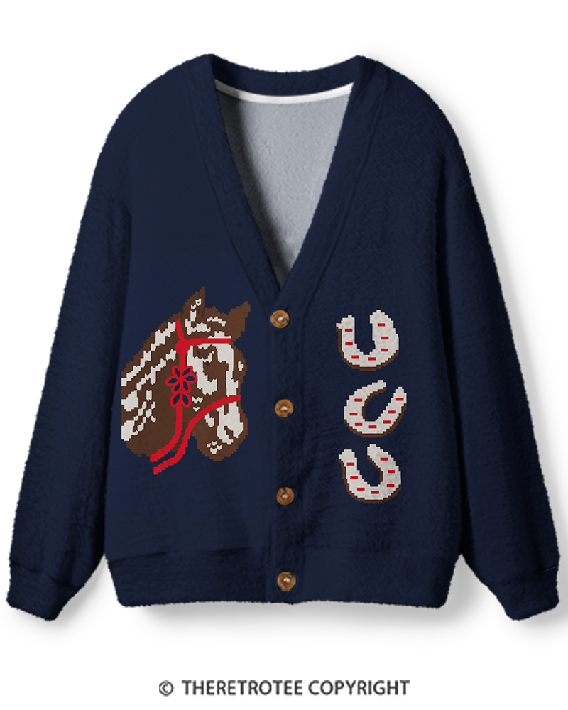 TheRetroTee Vintage 1990s Character Knit Unisex Cardigan Sweater