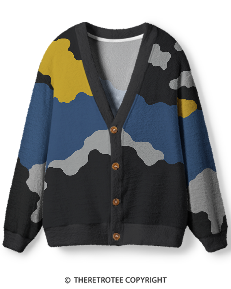 TheRetroTee Vintage 1990s Abstract Knit Unisex Cardigan Sweater