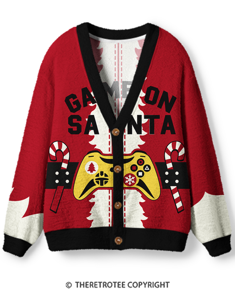 TheRetroTee 2000s Christmas Gaming Fun Unisex Cardigan Sweater