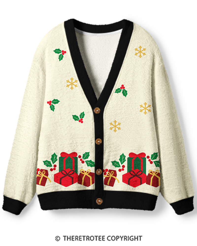 TheRetroTee 1950s Simple Holiday Cheer Unisex Cardigan Sweater