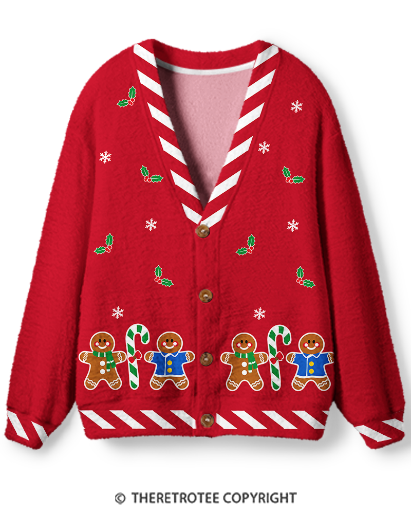 TheRetroTee 1990s Gingerbread Christmas Party Unisex Cardigan Sweater