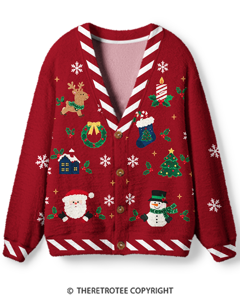 TheRetroTee 1980s Festive Winter Fun Unisex Cardigan Sweater