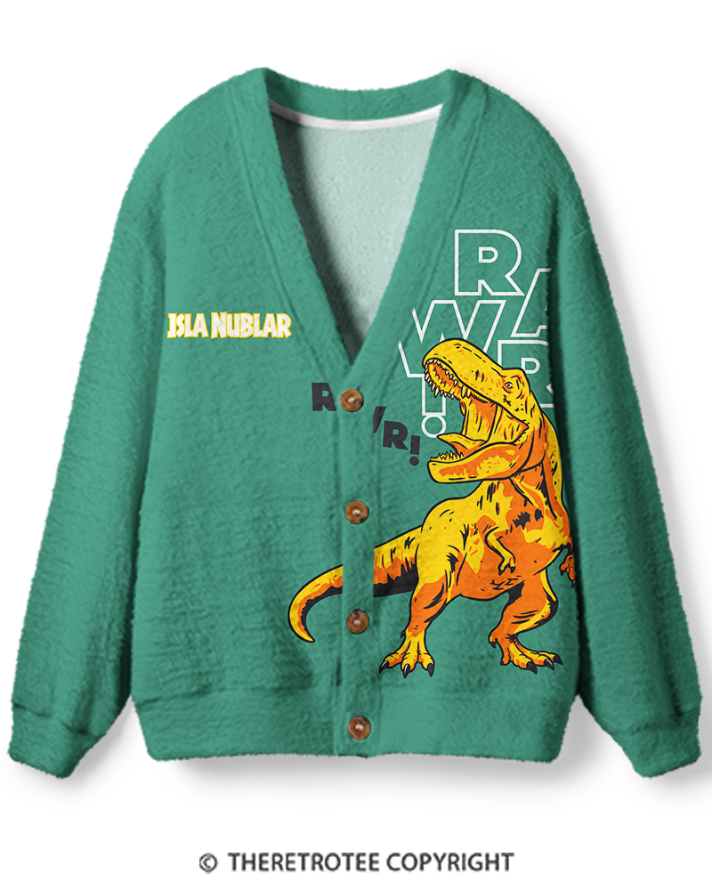 TheRetroTee 1980s Retro Dinosaur Adventure Unisex Cardigan Sweater