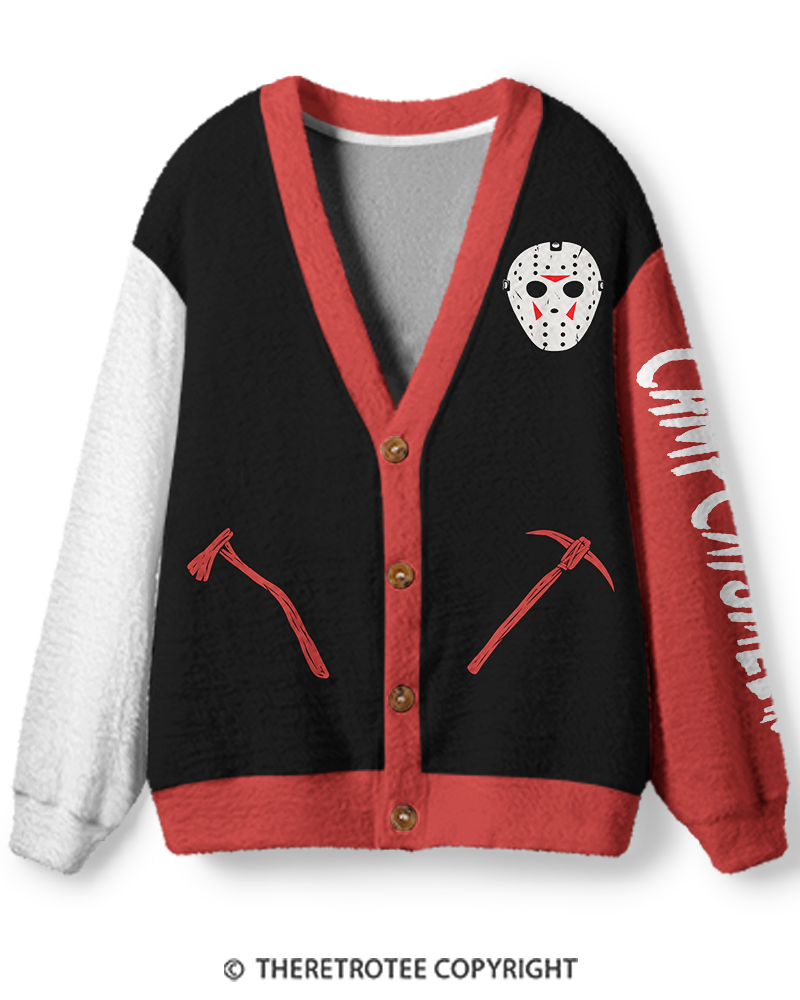 TheRetroTee 1980s Dark Winter Graphic Unisex Cardigan Sweater