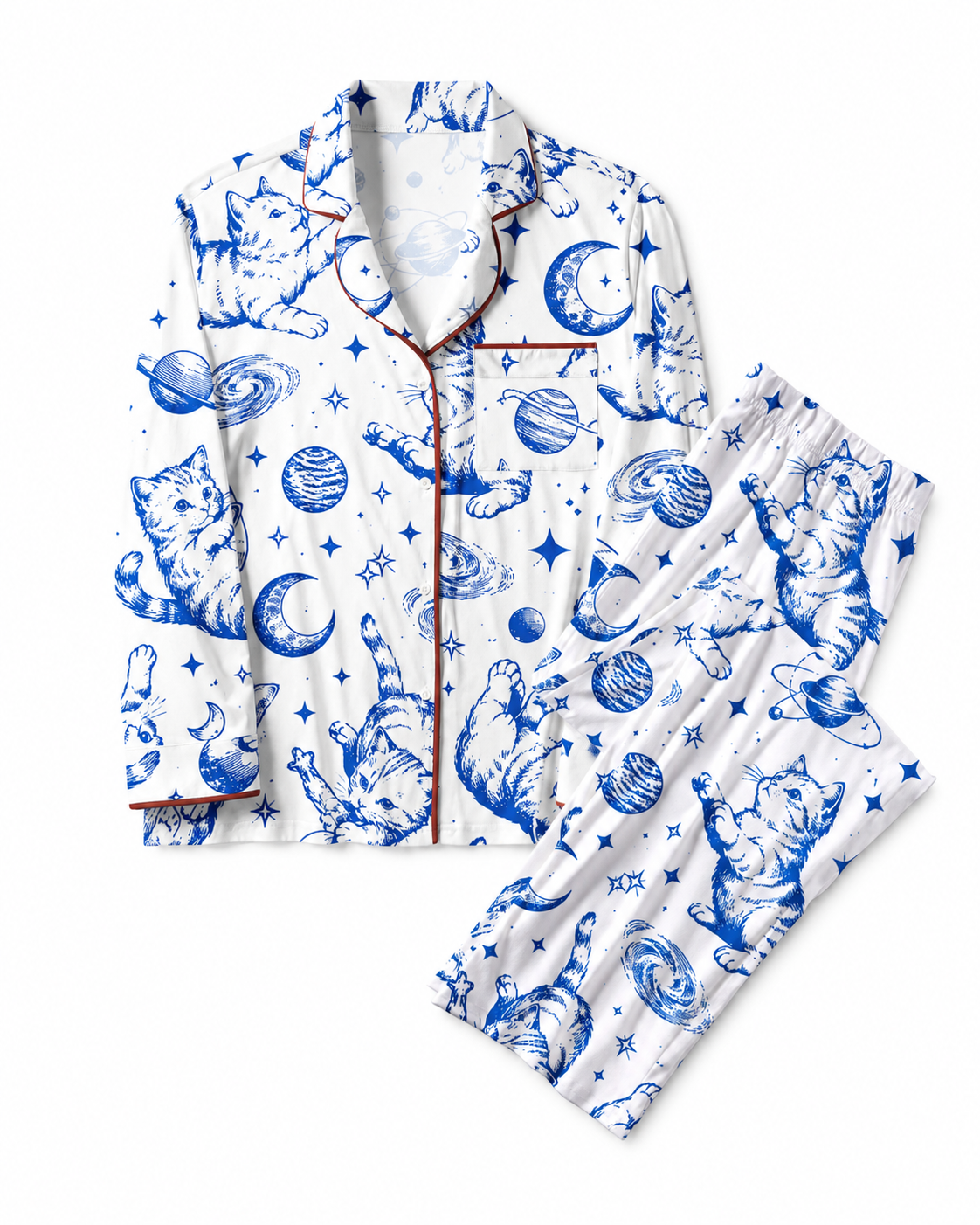 TheRetroTee space kitties Vintage set Pajama Se