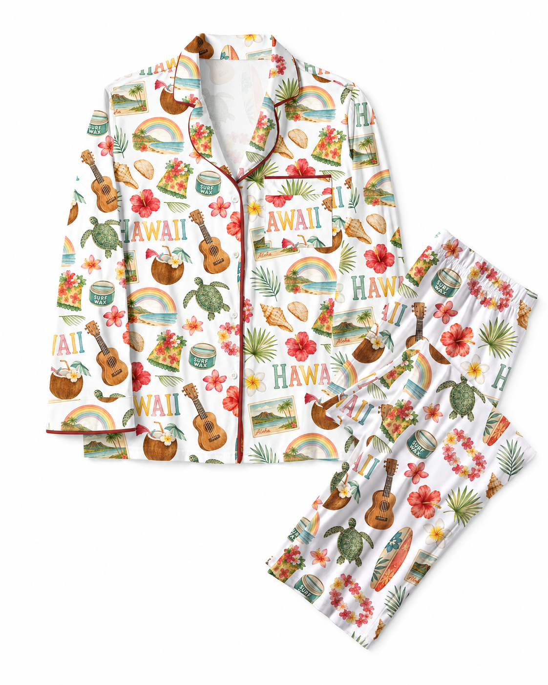 TheRetroTee Hawaiian Vibes Vintage Pajama Set