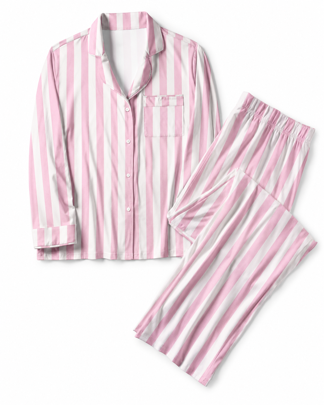 TheRetroTee Soft Pink Stripes Vintage Pajama Set