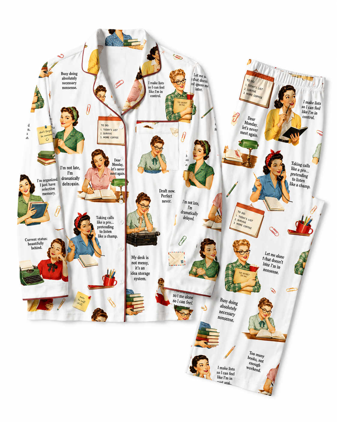 TheRetroTee Office Girls Vintage Pajama Set