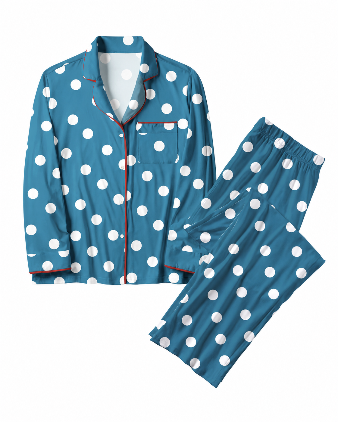 TheRetroTee Teal Polka Dot Vintage Pajama Se