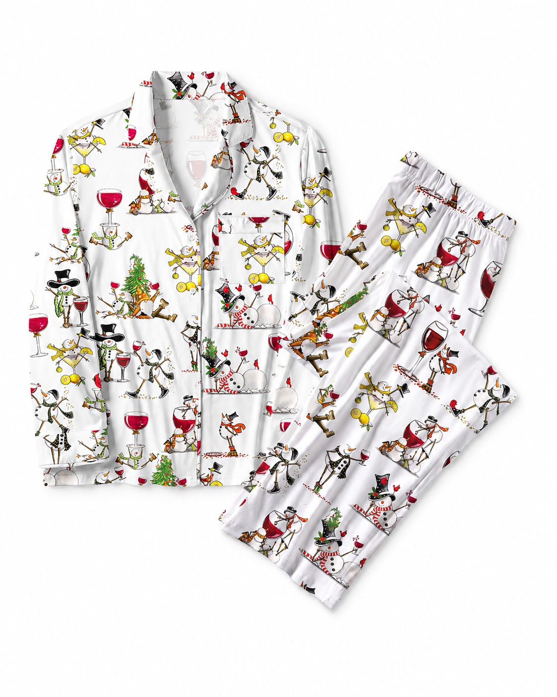 TheRetroTee Snowman Drink  Vintage Pajama Set