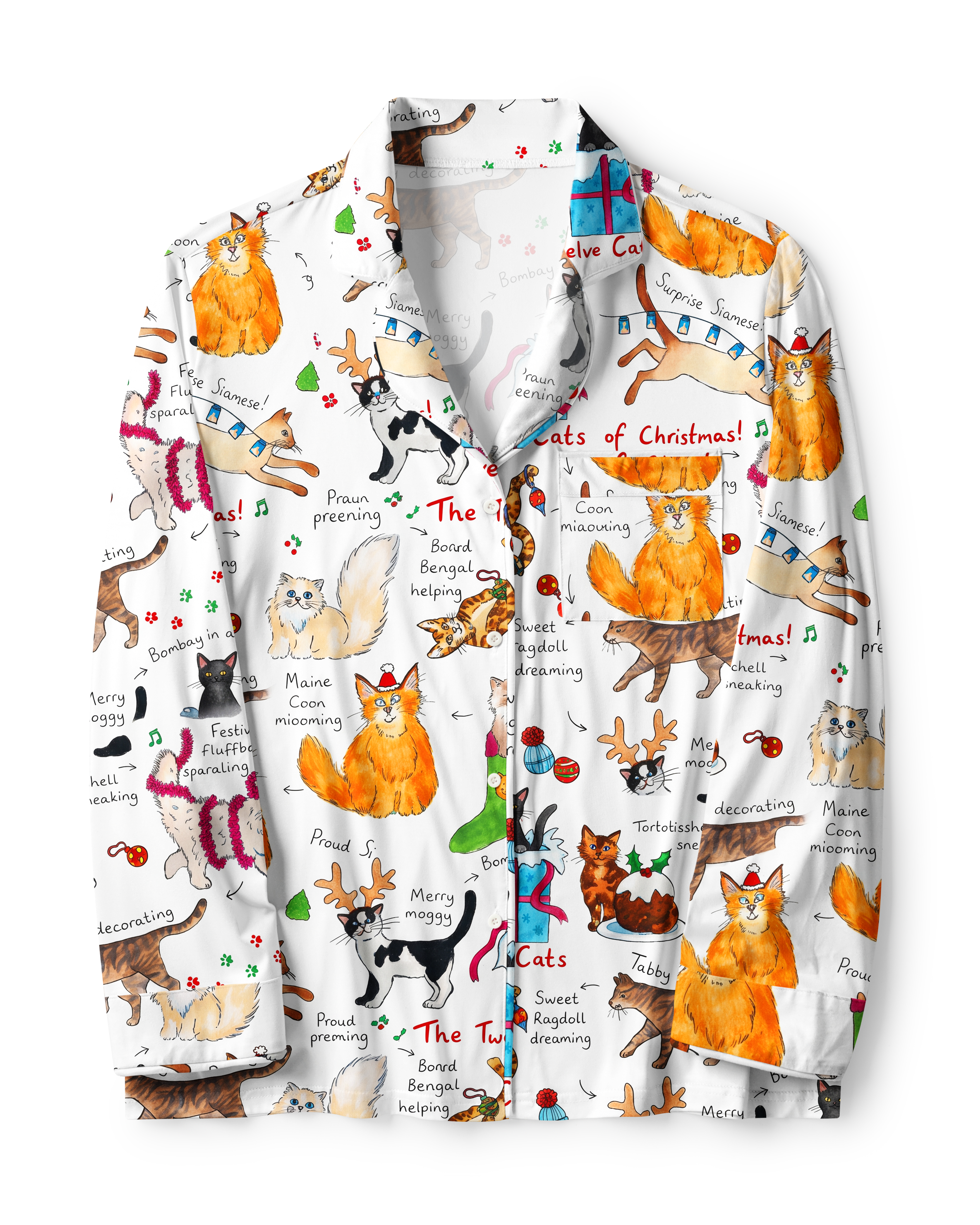 TheRetroTee Christmas Cats Story Vintage Pajama Set