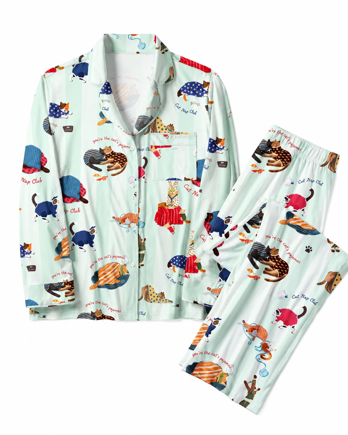 TheRetroTee cat lady Vintage Pajama Set