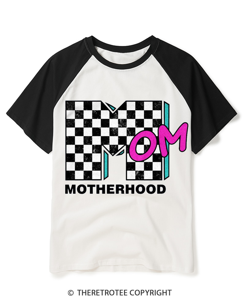 TheRetroTee Motherhood Logo 1980s Raglan Baseball T-Shirt