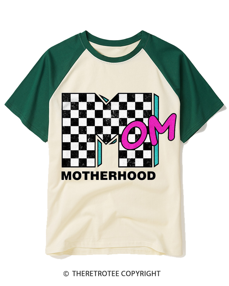 TheRetroTee Motherhood Logo 1980s Raglan Baseball T-Shirt