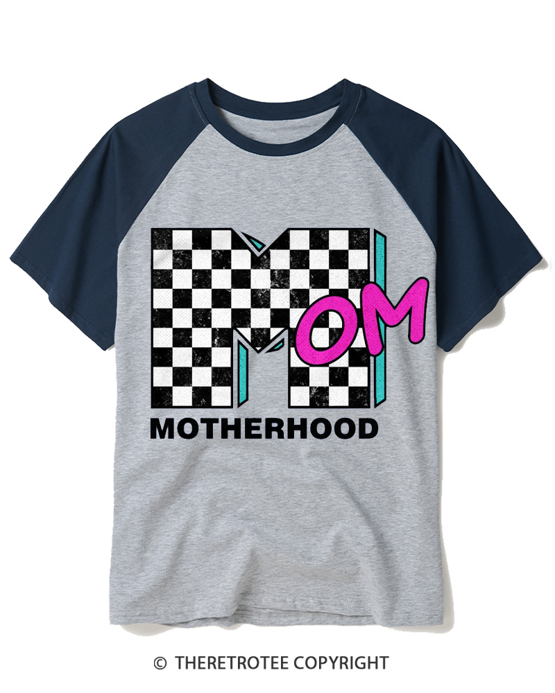 TheRetroTee Motherhood Logo 1980s Raglan Baseball T-Shirt
