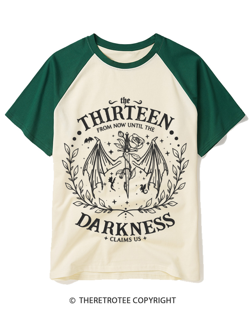 TheRetroTee From Now Until The Darkness Vintage Raglan Baseball T-Shirt