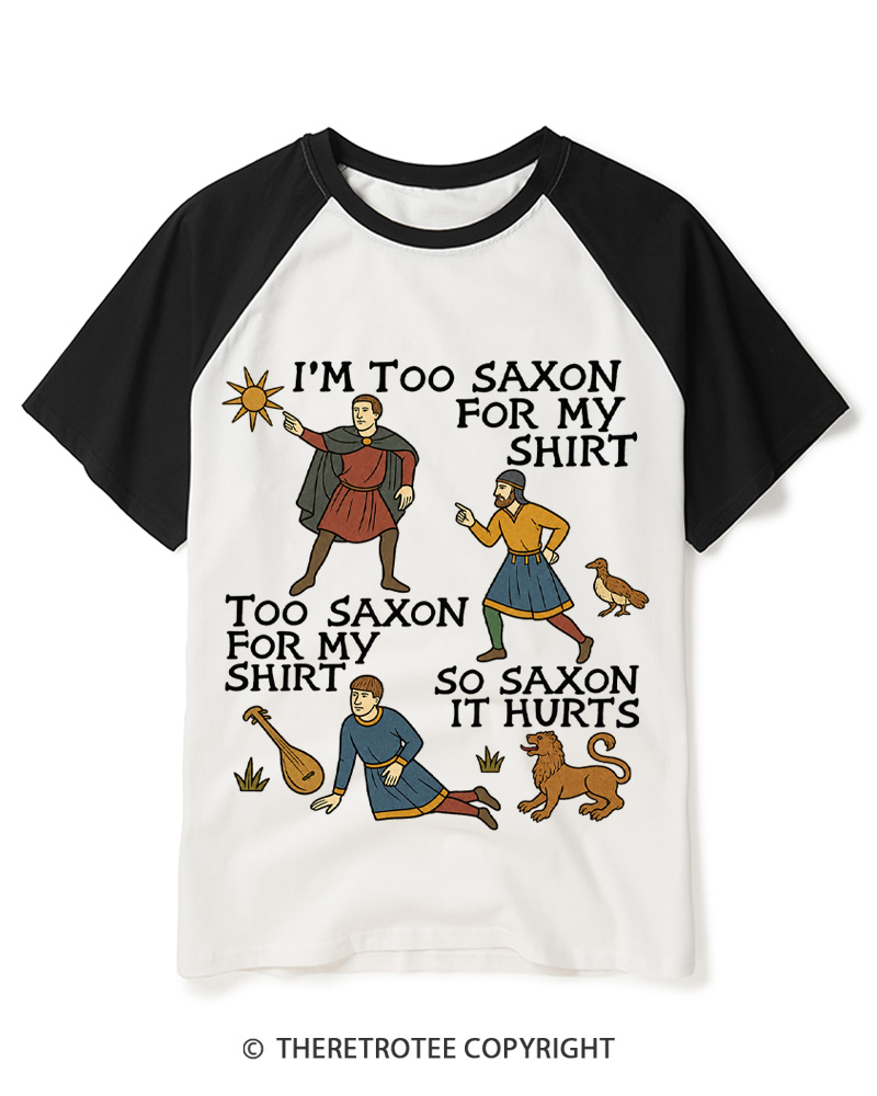 TheRetroTee Too Saxon 1990s Raglan Baseball T-Shirt