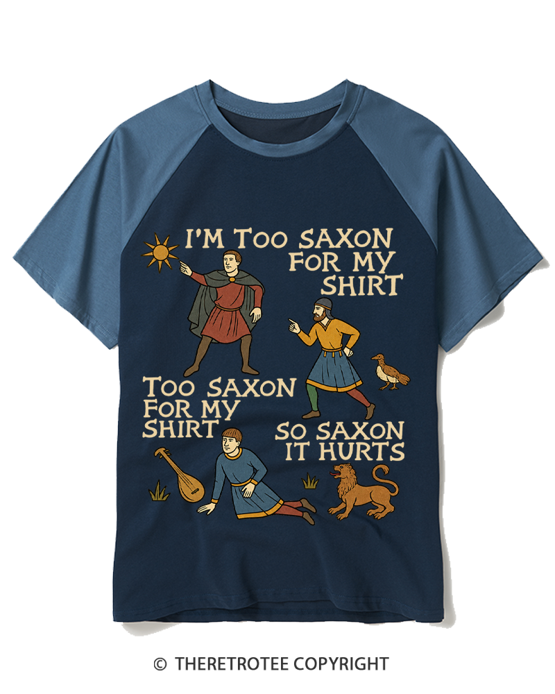 TheRetroTee Too Saxon 1990s Raglan Baseball T-Shirt
