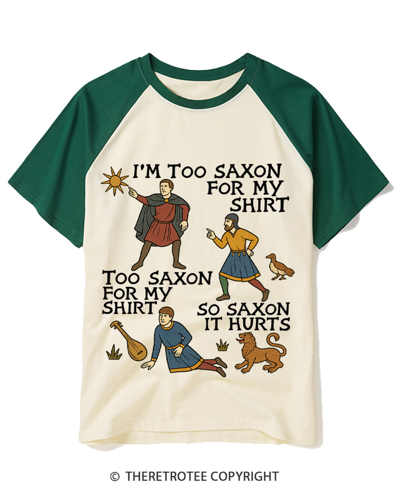 TheRetroTee Too Saxon 1990s Raglan Baseball T-Shirt