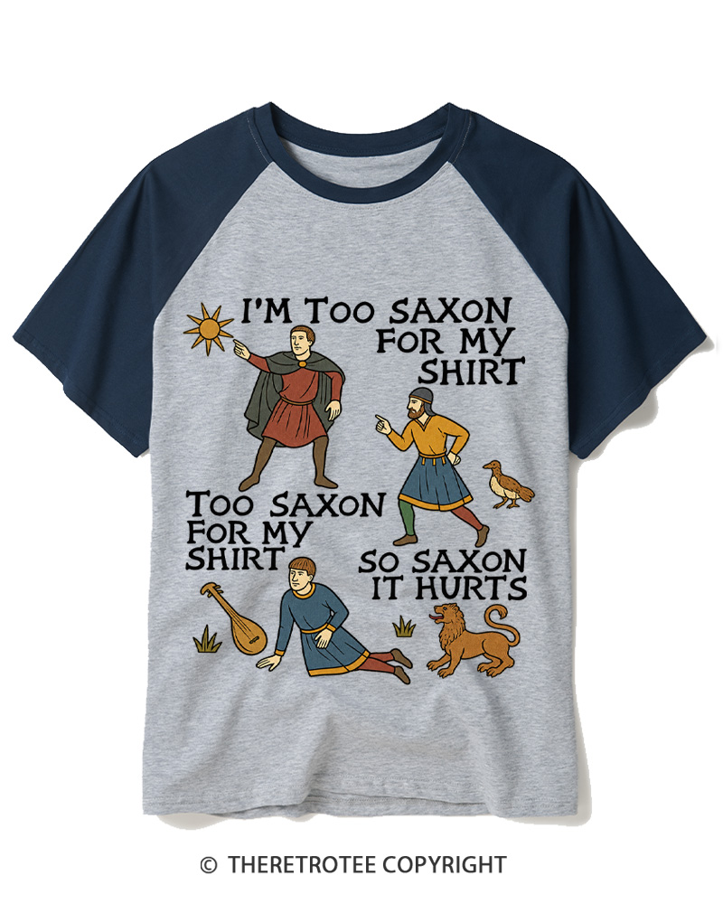 TheRetroTee Too Saxon 1990s Raglan Baseball T-Shirt