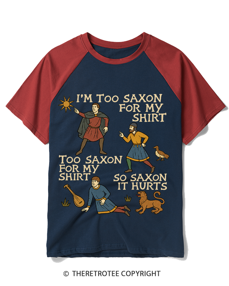 TheRetroTee Too Saxon 1990s Raglan Baseball T-Shirt