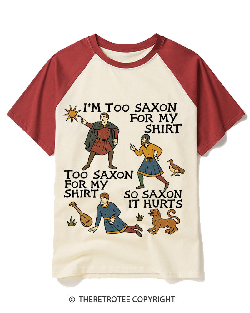 TheRetroTee Too Saxon 1990s Raglan Baseball T-Shirt