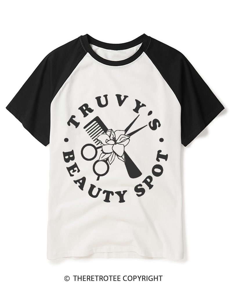 TheRetroTee Beauty Spot 1980s Raglan Baseball T-Shirt