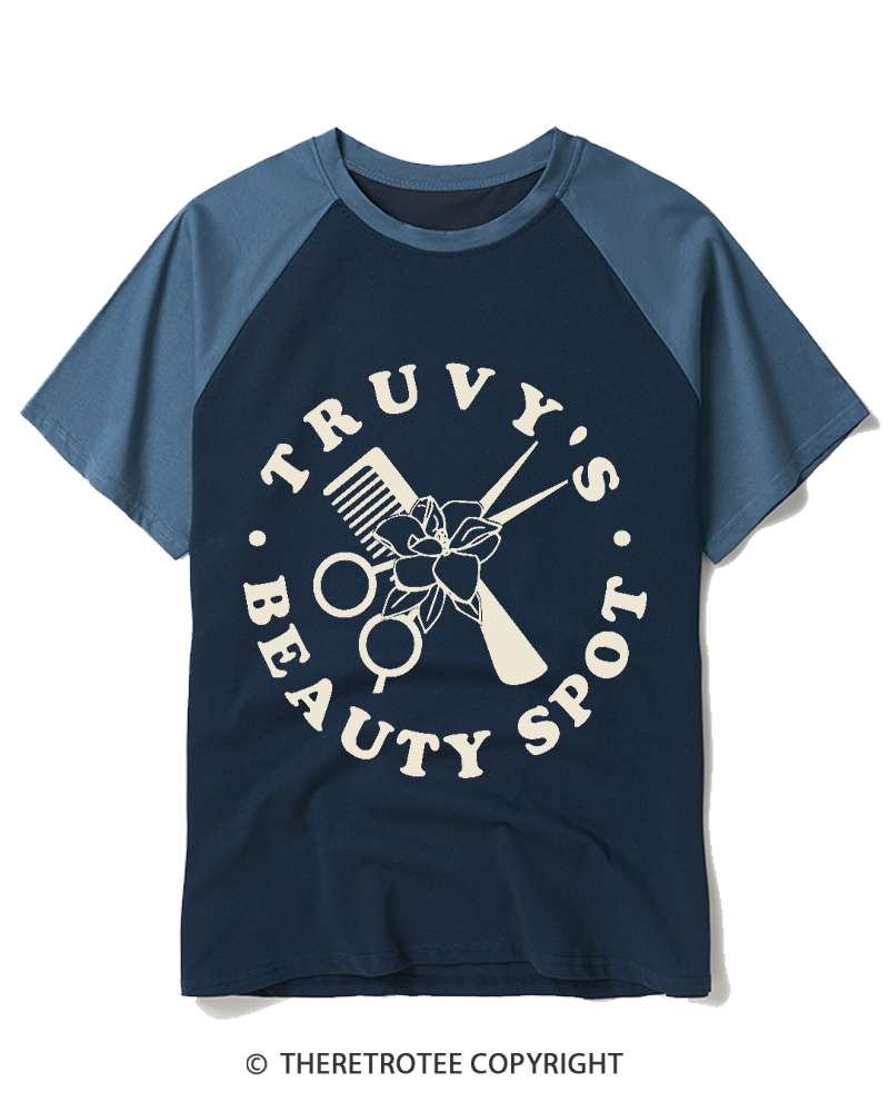 TheRetroTee Beauty Spot 1980s Raglan Baseball T-Shirt