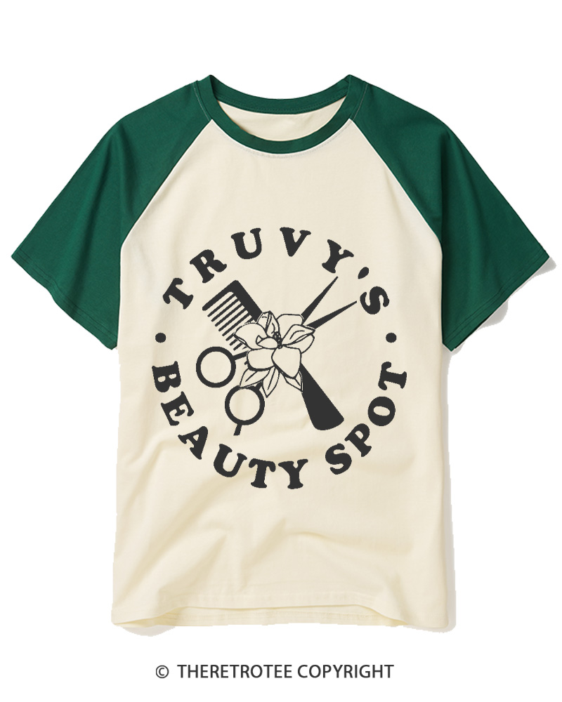 TheRetroTee Beauty Spot 1980s Raglan Baseball T-Shirt