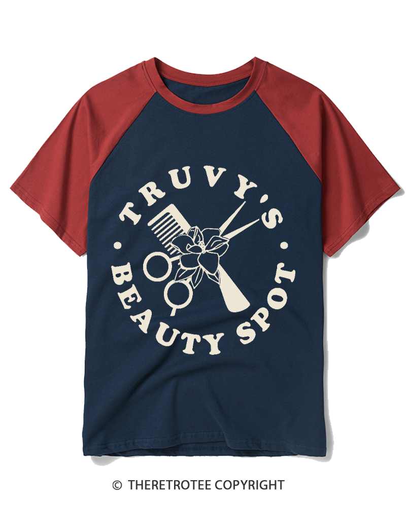 TheRetroTee Beauty Spot 1980s Raglan Baseball T-Shirt