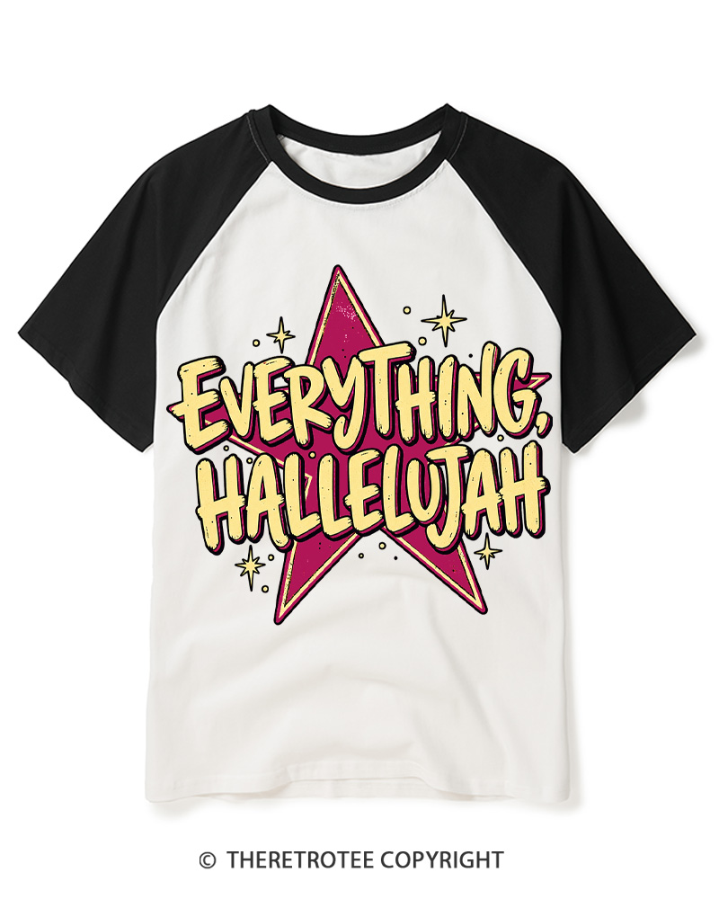 TheRetroTee Everything Hallelujah Vintage Raglan Baseball T-Shirt