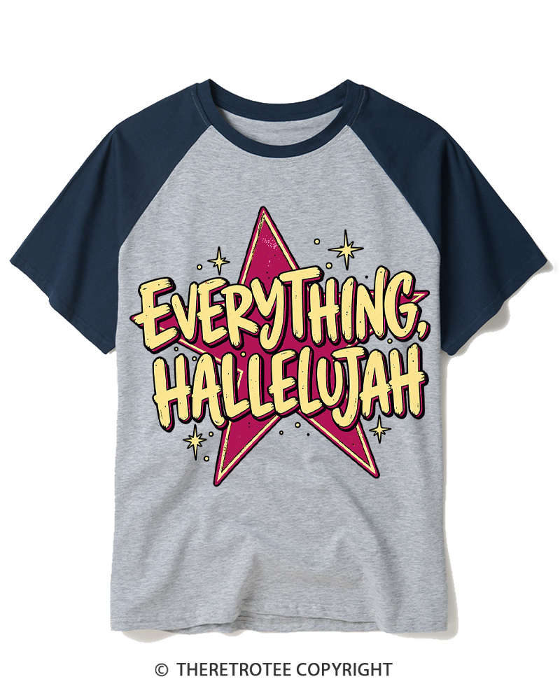 TheRetroTee Everything Hallelujah Vintage Raglan Baseball T-Shirt