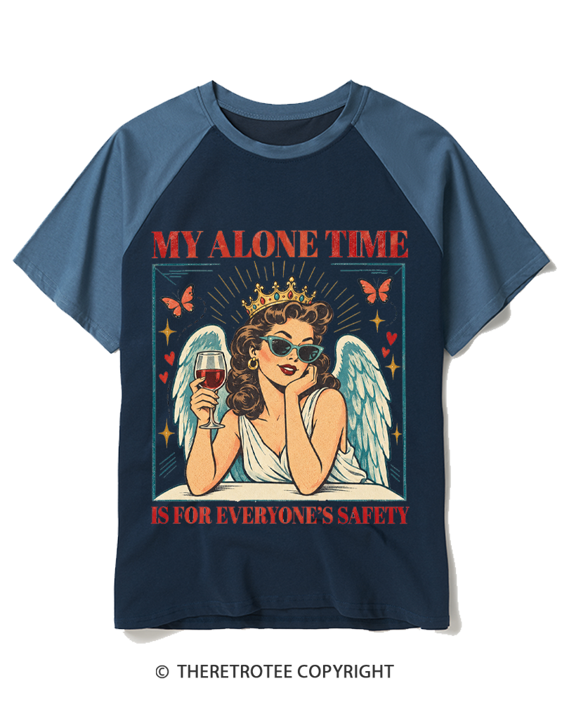 TheRetroTee My Alone Time Is For Everyone's Safety 1950s Raglan Baseball T-Shirt
