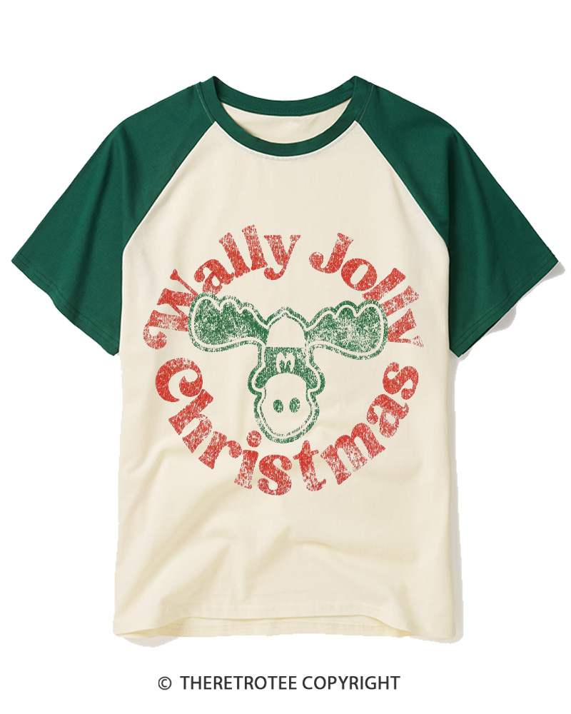 TheRetroTee Wally Jolly Christmas 1980s Raglan Baseball T-Shirt