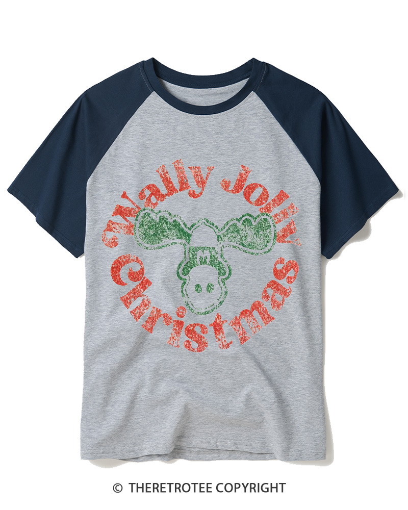 TheRetroTee Wally Jolly Christmas 1980s Raglan Baseball T-Shirt