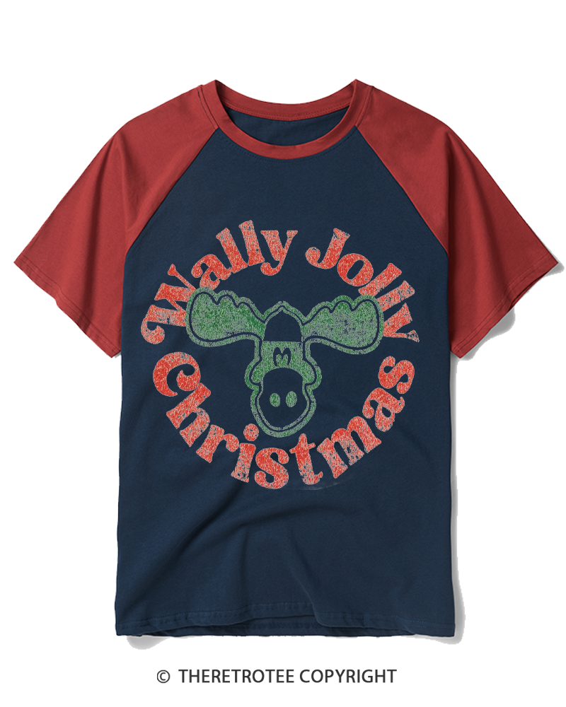 TheRetroTee Wally Jolly Christmas 1980s Raglan Baseball T-Shirt