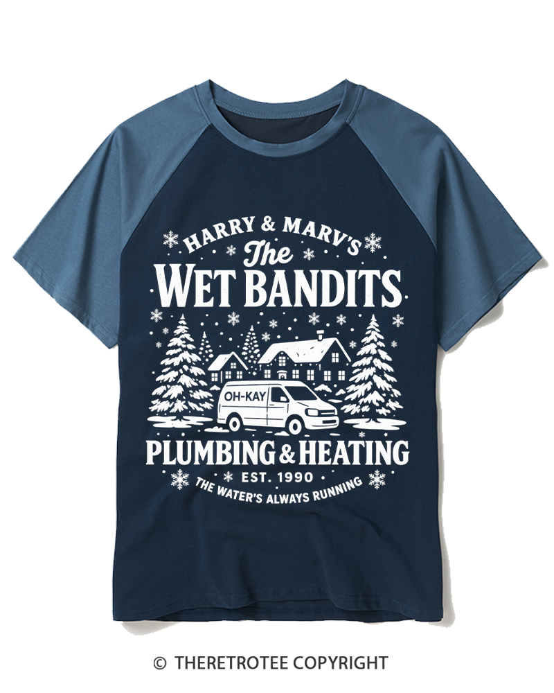 TheRetroTee The Wet Bandits 1990s Raglan Baseball T-Shirt