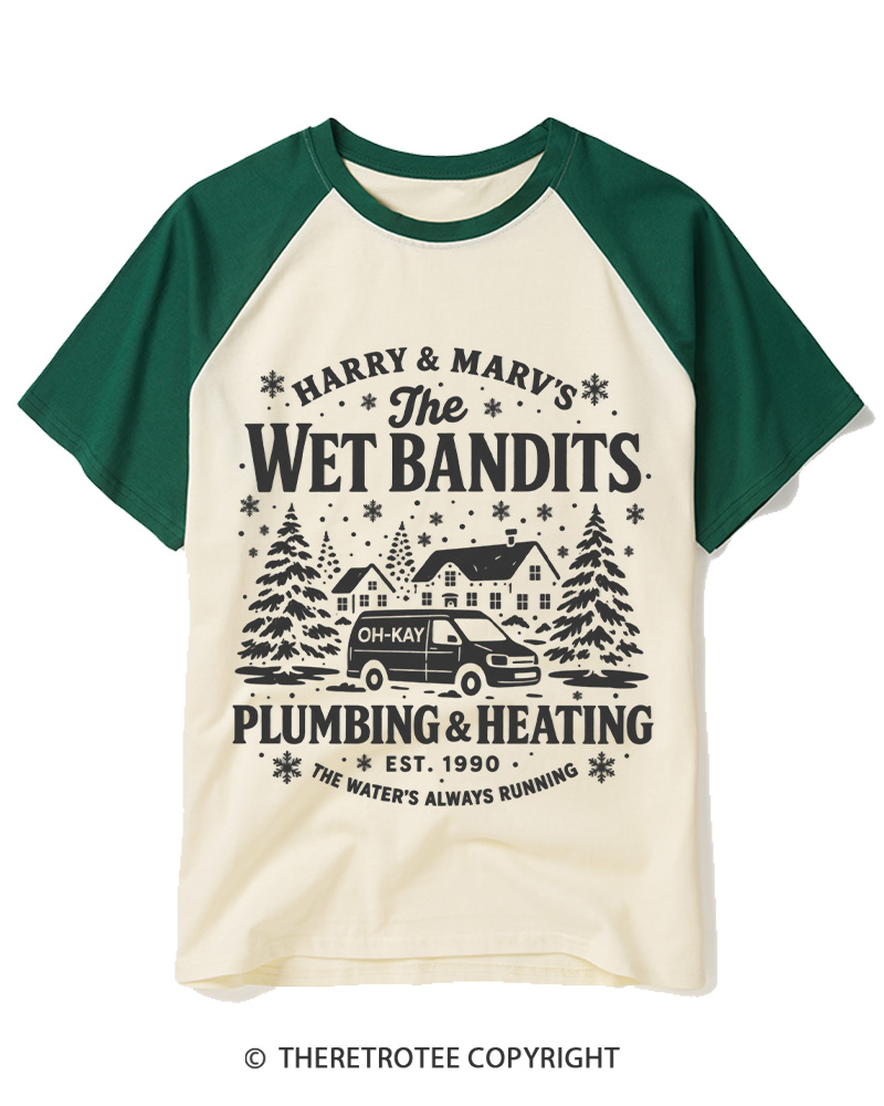 TheRetroTee The Wet Bandits 1990s Raglan Baseball T-Shirt