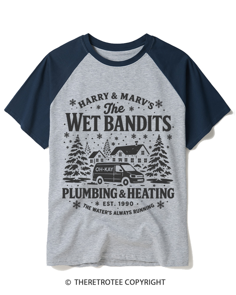 TheRetroTee The Wet Bandits 1990s Raglan Baseball T-Shirt