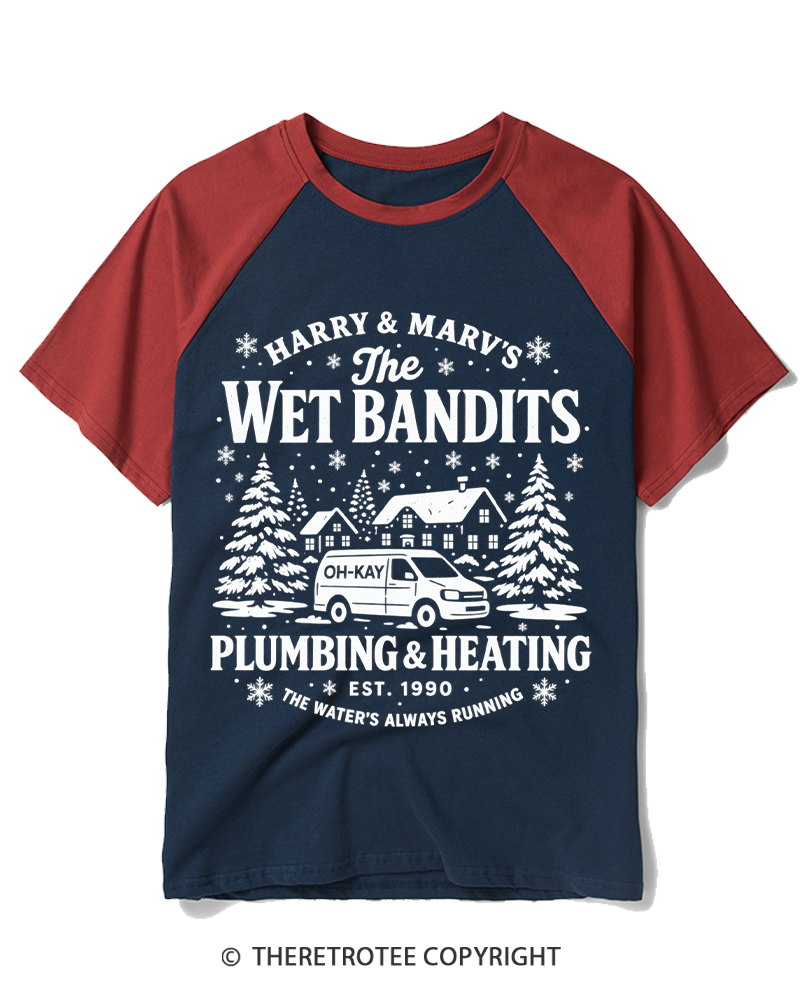 TheRetroTee The Wet Bandits 1990s Raglan Baseball T-Shirt