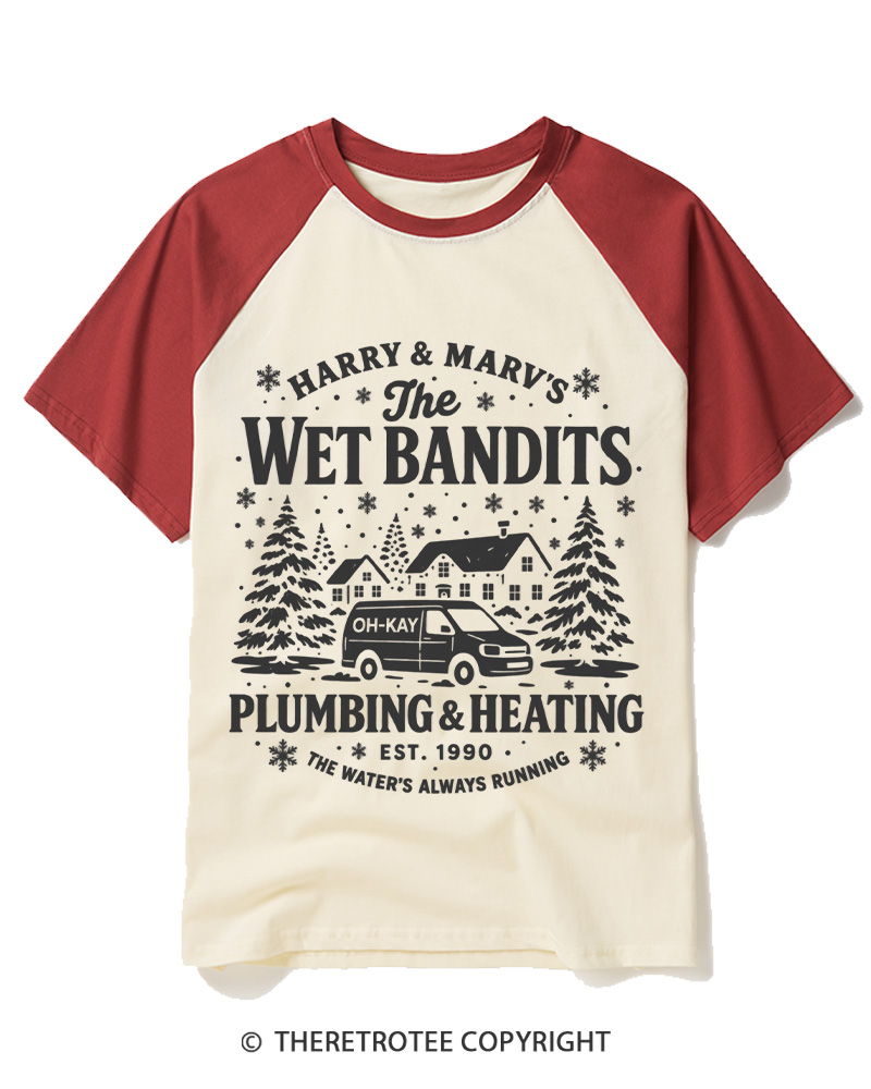 TheRetroTee The Wet Bandits 1990s Raglan Baseball T-Shirt