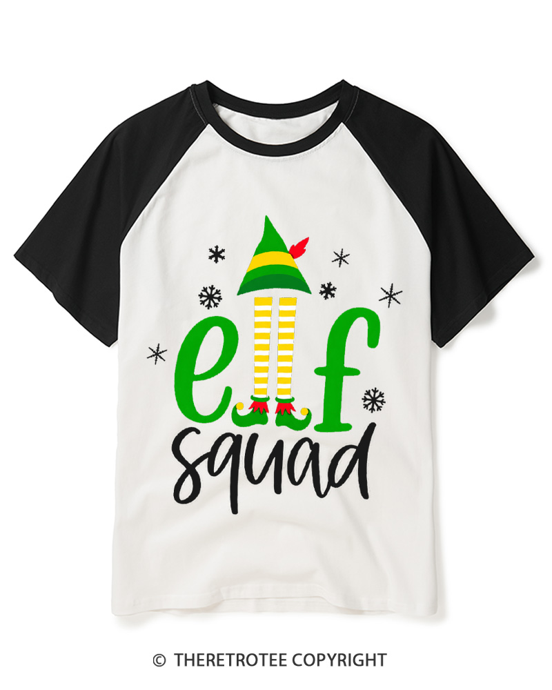 TheRetroTee Elf Squad Vintage Raglan Baseball T-Shirt