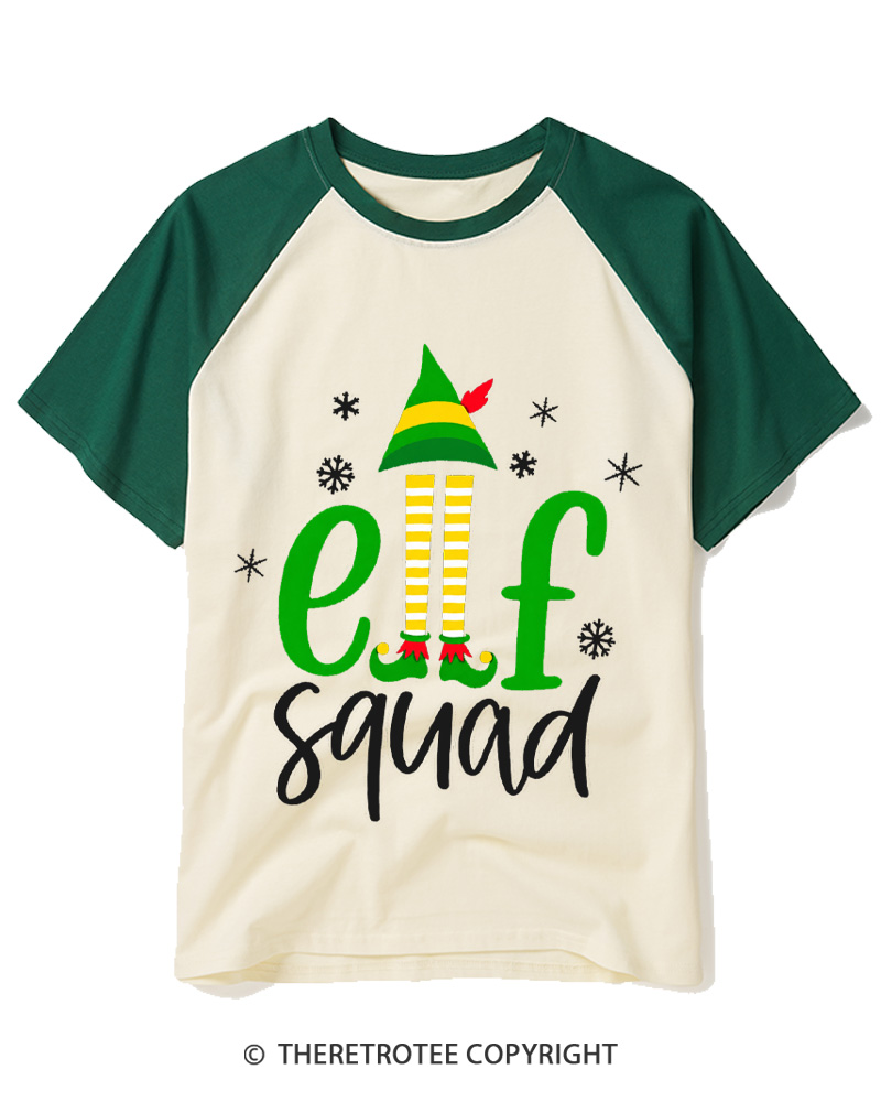 TheRetroTee Elf Squad Vintage Raglan Baseball T-Shirt