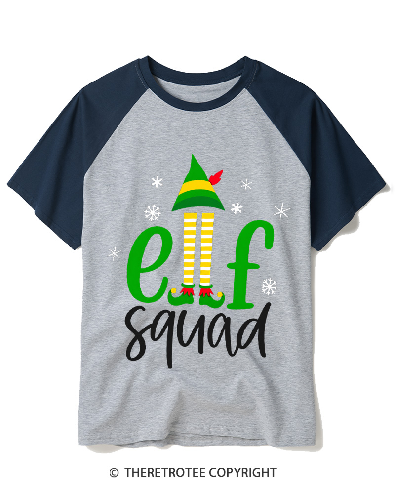 TheRetroTee Elf Squad Vintage Raglan Baseball T-Shirt