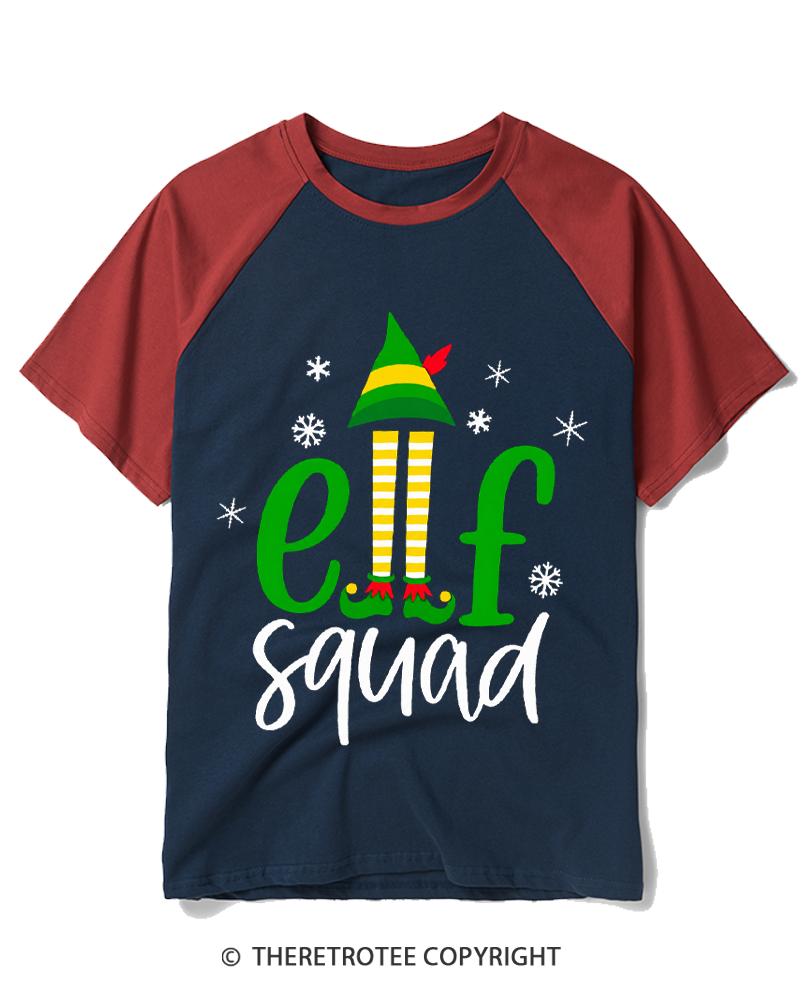 TheRetroTee Elf Squad Vintage Raglan Baseball T-Shirt