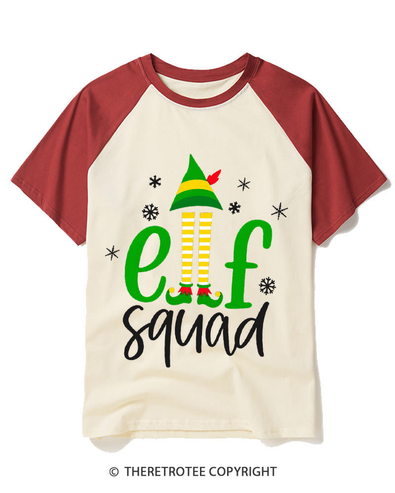 TheRetroTee Elf Squad Vintage Raglan Baseball T-Shirt